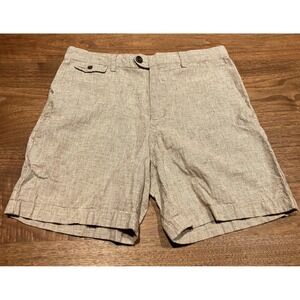Banana Republic Men's Linen Blend Shorts Tan Casual Flat Front Size 31